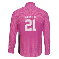 New Zealand Custom Family Matching Off The Shoulder Long Sleeve Dress and Hawaiian Shirt Fire Basketball Maori Tribal Pink LT9 - Polynesian Pride