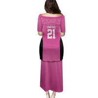 New Zealand Custom Family Matching Puletasi and Hawaiian Shirt Fire Basketball Maori Tribal Pink - Polynesian Pride