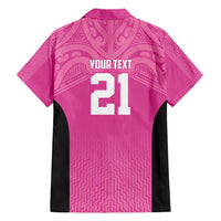 New Zealand Custom Family Matching Short Sleeve Bodycon Dress and Hawaiian Shirt Fire Basketball Maori Tribal Pink LT9 - Polynesian Pride