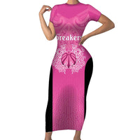 New Zealand Custom Family Matching Short Sleeve Bodycon Dress and Hawaiian Shirt Fire Basketball Maori Tribal Pink LT9 Mom's Dress Pink - Polynesian Pride