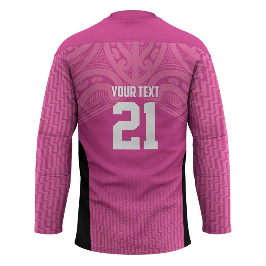 New Zealand Custom Hockey Jersey Fire Basketball Maori Tribal Pink LT9 - Polynesian Pride