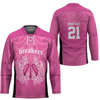 New Zealand Custom Hockey Jersey Fire Basketball Maori Tribal Pink LT9 - Polynesian Pride