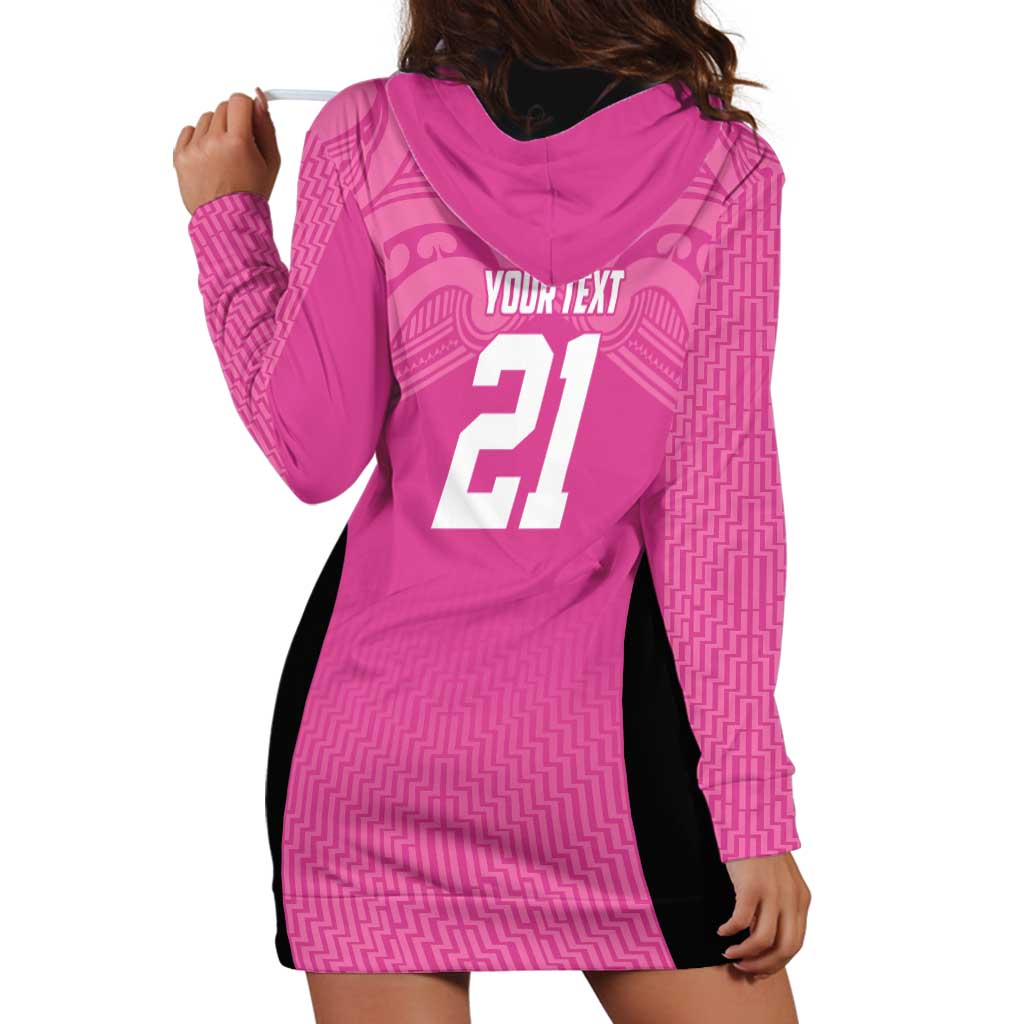 New Zealand Custom Hoodie Dress Fire Basketball Maori Tribal Pink LT9 - Polynesian Pride