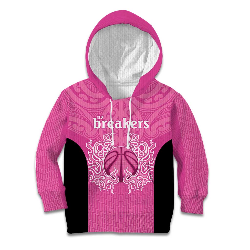 New Zealand Custom Kid Hoodie Fire Basketball Maori Tribal Pink LT9 Hoodie Pink - Polynesian Pride
