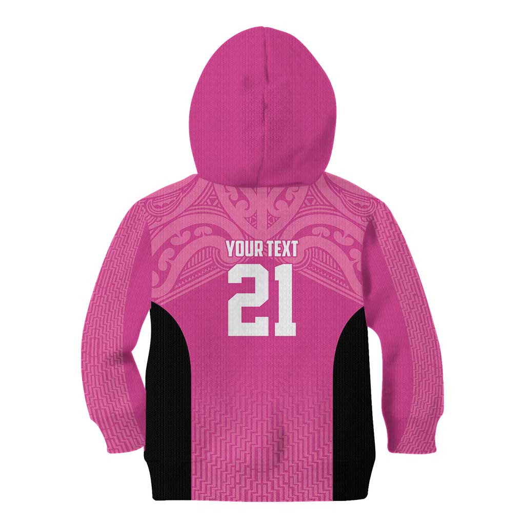 New Zealand Custom Kid Hoodie Fire Basketball Maori Tribal Pink LT9 - Polynesian Pride
