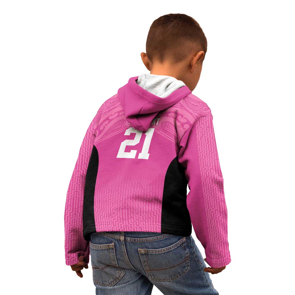 New Zealand Custom Kid Hoodie Fire Basketball Maori Tribal Pink LT9 - Polynesian Pride