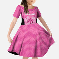 New Zealand Custom Kid Short Sleeve Dress Fire Basketball Maori Tribal Pink LT9 KID Pink - Polynesian Pride