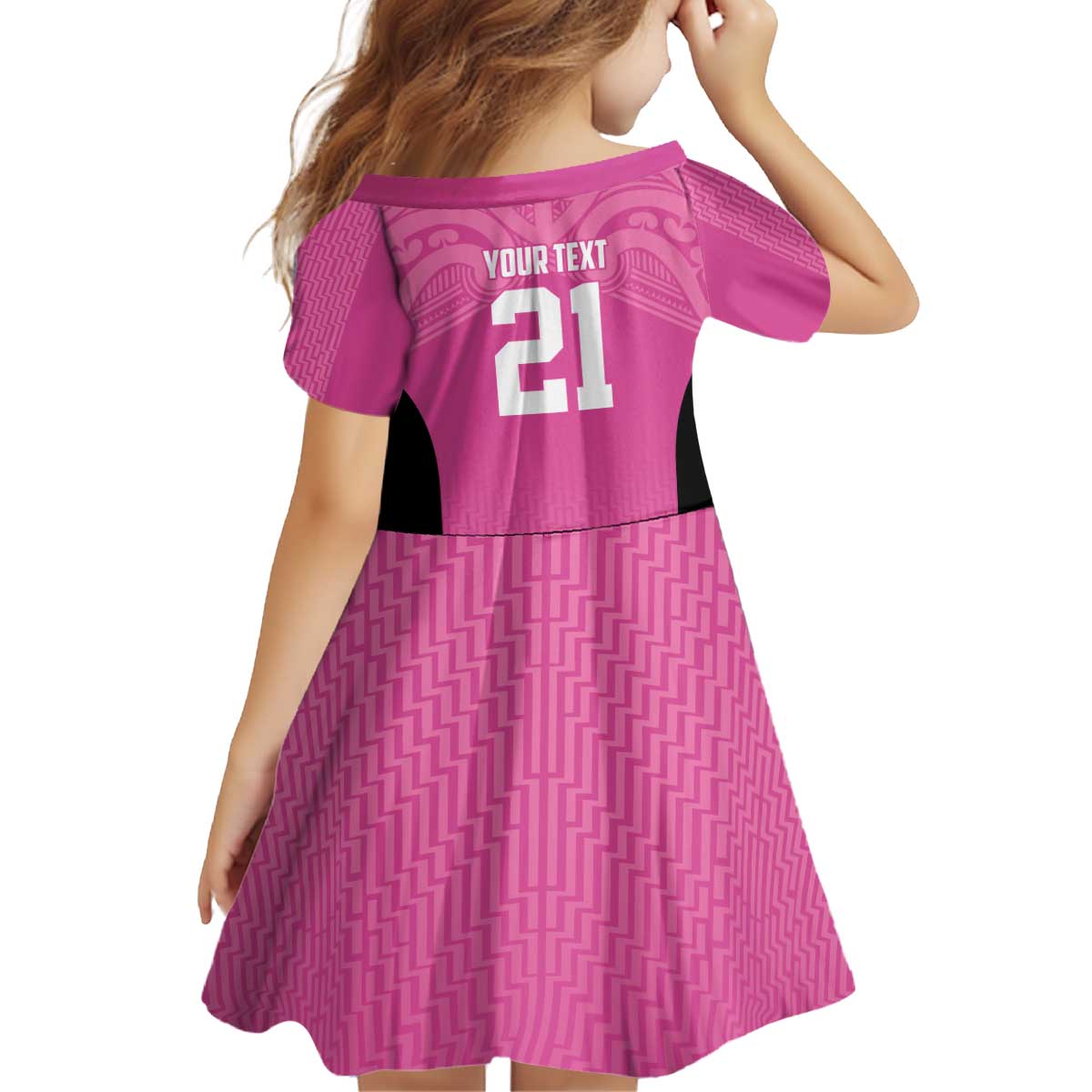New Zealand Custom Kid Short Sleeve Dress Fire Basketball Maori Tribal Pink LT9 - Polynesian Pride