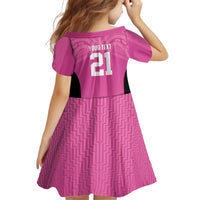 New Zealand Custom Kid Short Sleeve Dress Fire Basketball Maori Tribal Pink LT9 - Polynesian Pride