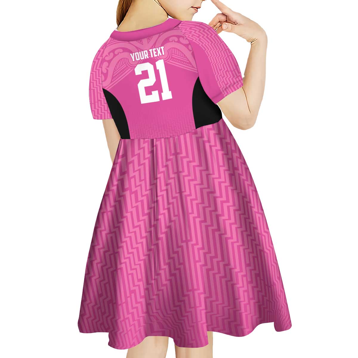 New Zealand Custom Kid Short Sleeve Dress Fire Basketball Maori Tribal Pink LT9 - Polynesian Pride