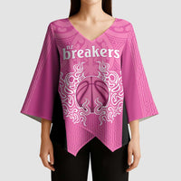New Zealand Custom Kimono Sleeve Blouse Fire Basketball Maori Tribal Pink LT9 - Polynesian Pride