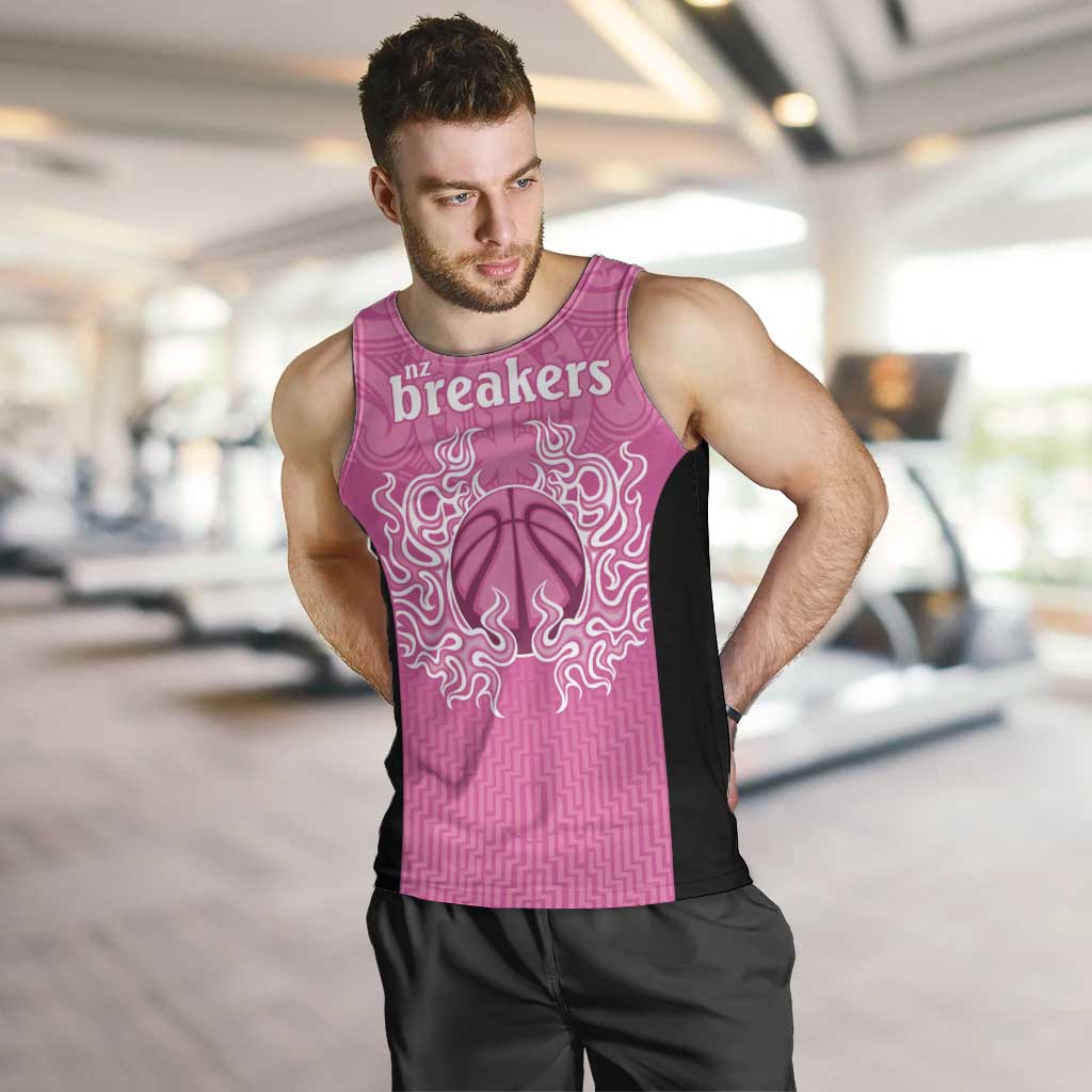 New Zealand Custom Men Tank Top Fire Basketball Maori Tribal Pink - Polynesian Pride