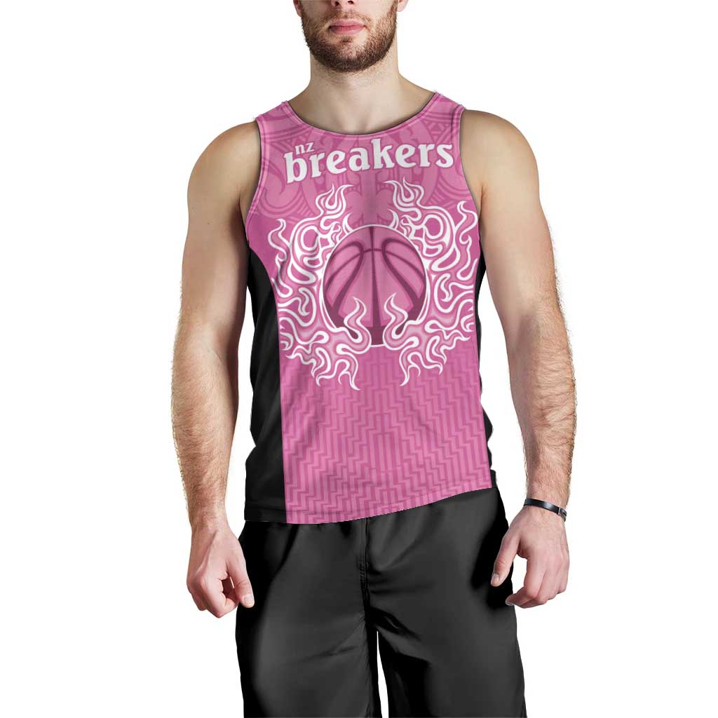 New Zealand Custom Men Tank Top Fire Basketball Maori Tribal Pink LT9 - Polynesian Pride