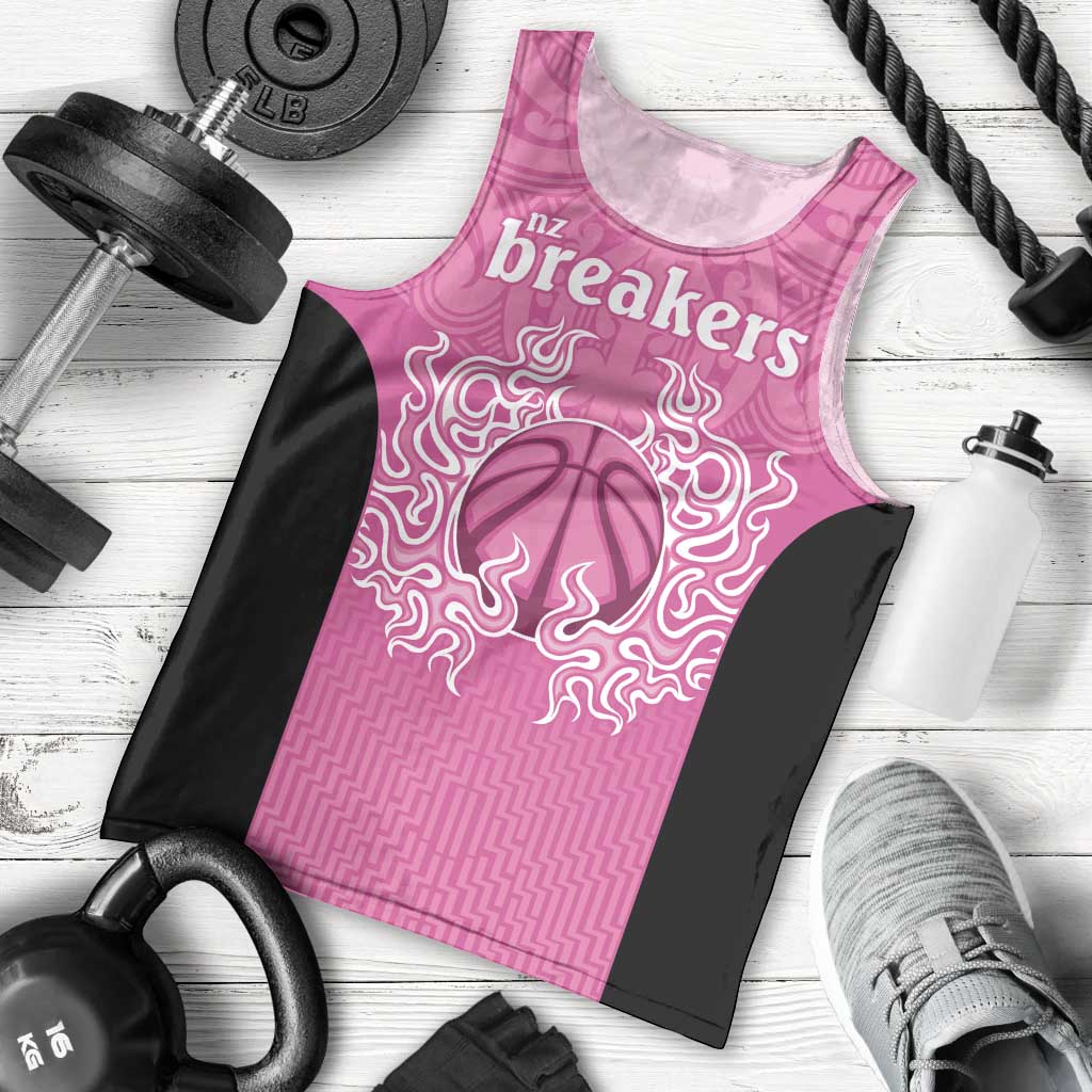 New Zealand Custom Men Tank Top Fire Basketball Maori Tribal Pink LT9 - Polynesian Pride