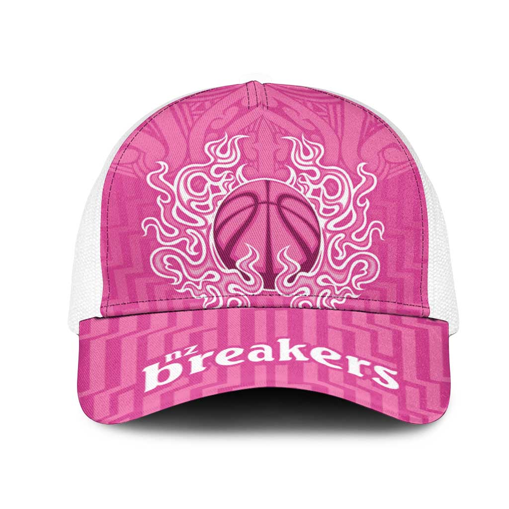 New Zealand Mesh Trucker Cap Fire Basketball Maori Tribal Pink - Polynesian Pride