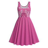 New Zealand Custom Midi Dress Fire Basketball Maori Tribal Pink LT9 Pink - Polynesian Pride