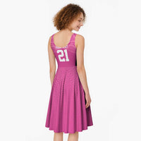 New Zealand Custom Midi Dress Fire Basketball Maori Tribal Pink LT9 - Polynesian Pride