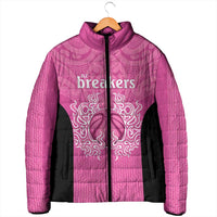 New Zealand Custom Padded Jacket Fire Basketball Maori Tribal Pink - Polynesian Pride