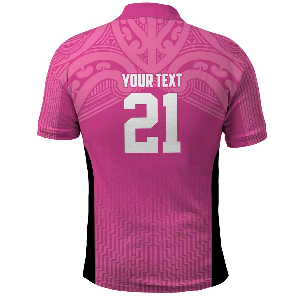 New Zealand Custom Polo Shirt Fire Basketball Maori Tribal Pink LT9 - Polynesian Pride
