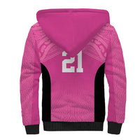 New Zealand Custom Sherpa Hoodie Fire Basketball Maori Tribal Pink LT9 - Polynesian Pride