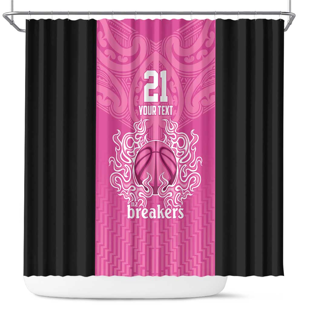 New Zealand Custom Shower Curtain Fire Basketball Maori Tribal Pink LT9 Pink - Polynesian Pride