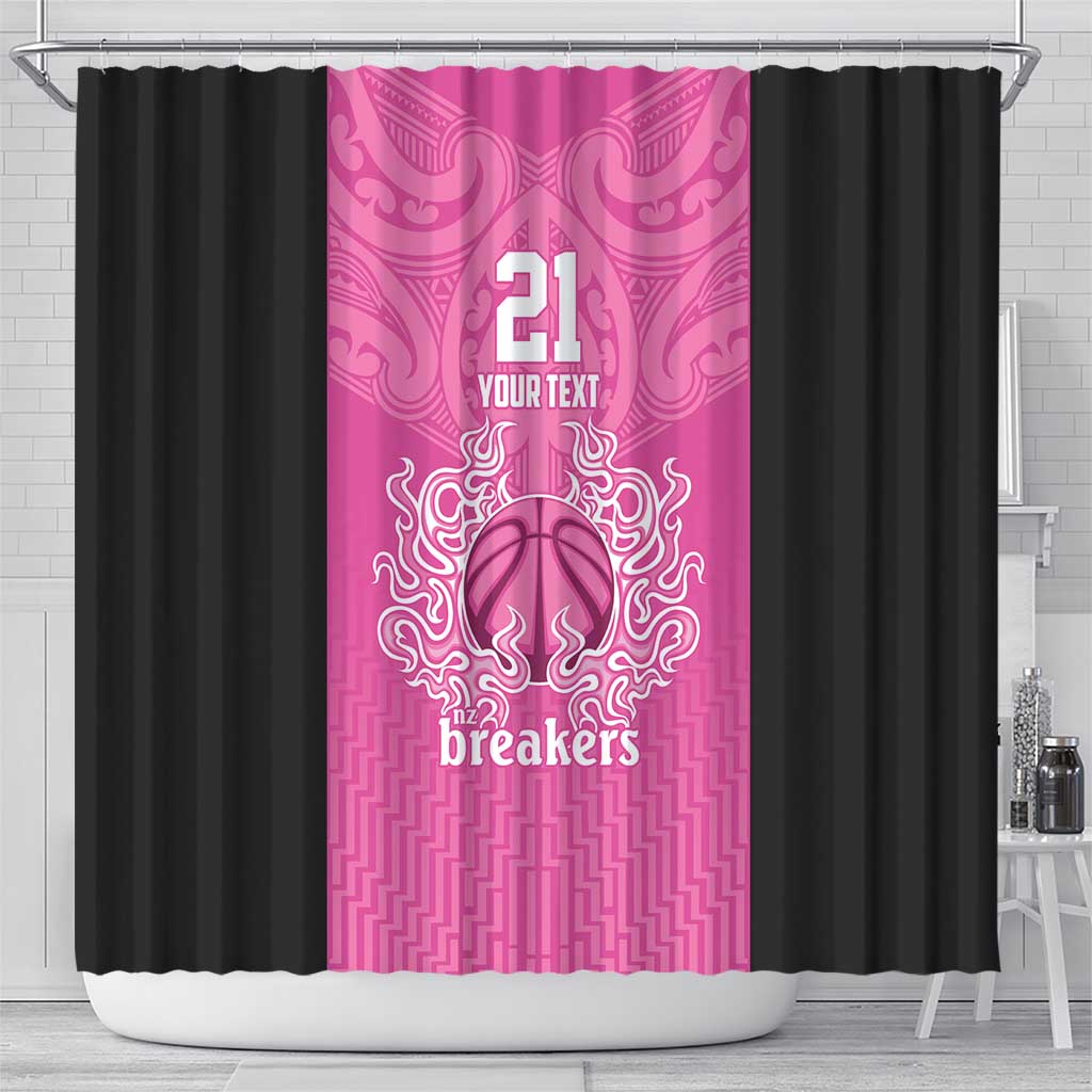 New Zealand Custom Shower Curtain Fire Basketball Maori Tribal Pink LT9 - Polynesian Pride