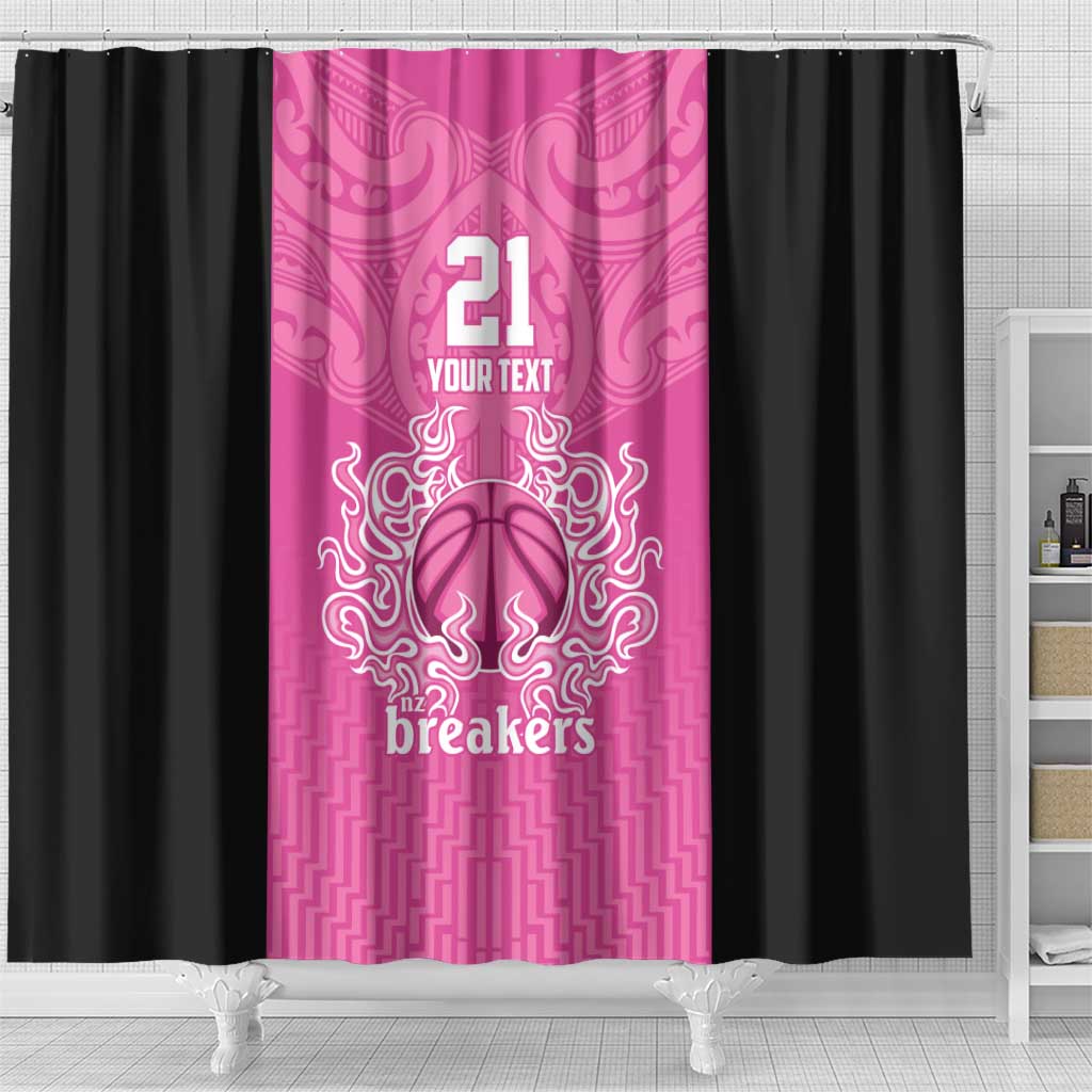 New Zealand Custom Shower Curtain Fire Basketball Maori Tribal Pink LT9 - Polynesian Pride
