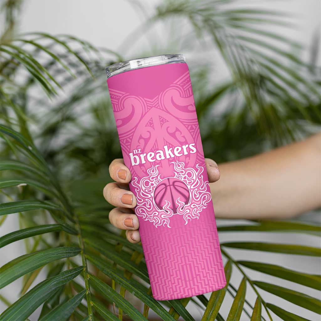 New Zealand Custom Skinny Tumbler Fire Basketball Maori Tribal Pink LT9 - Polynesian Pride
