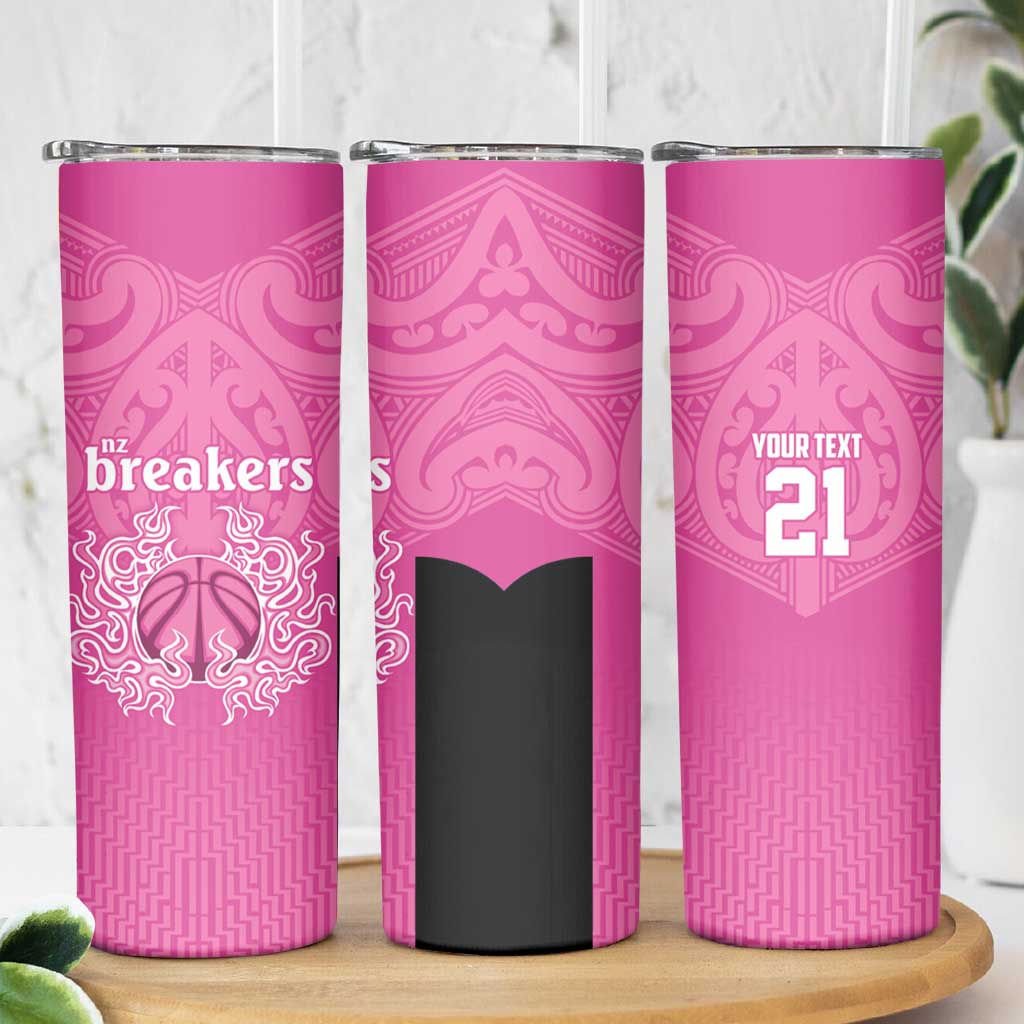 New Zealand Custom Skinny Tumbler Fire Basketball Maori Tribal Pink LT9 - Polynesian Pride