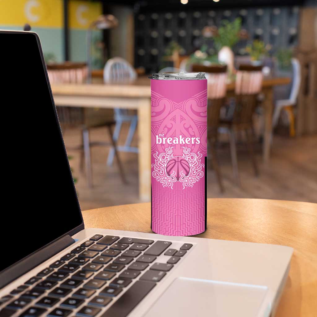 New Zealand Custom Skinny Tumbler Fire Basketball Maori Tribal Pink LT9 - Polynesian Pride