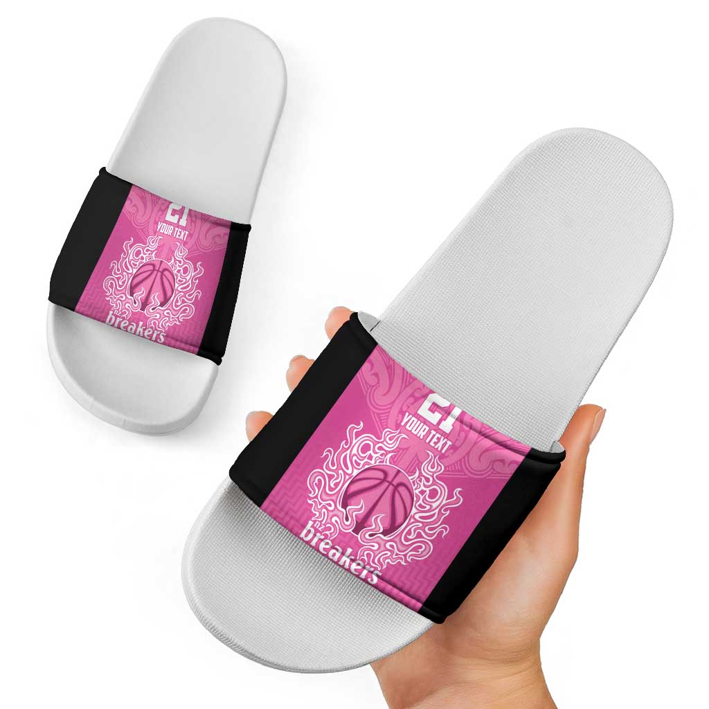 New Zealand Custom Slide Sandals Fire Basketball Maori Tribal Pink - Polynesian Pride