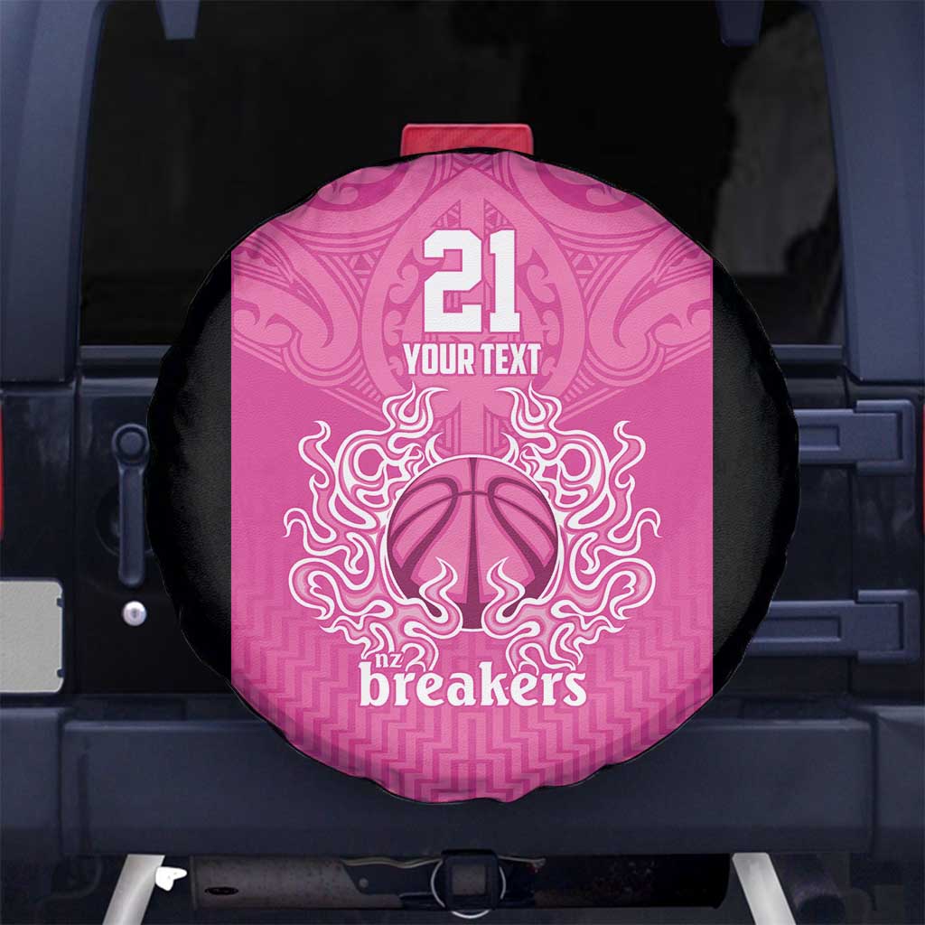New Zealand Custom Spare Tire Cover Fire Basketball Maori Tribal Pink LT9 No hole Pink - Polynesian Pride