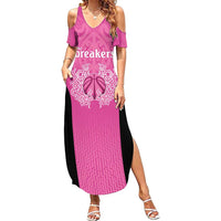 New Zealand Custom Summer Maxi Dress Fire Basketball Maori Tribal Pink LT9 Women Pink - Polynesian Pride