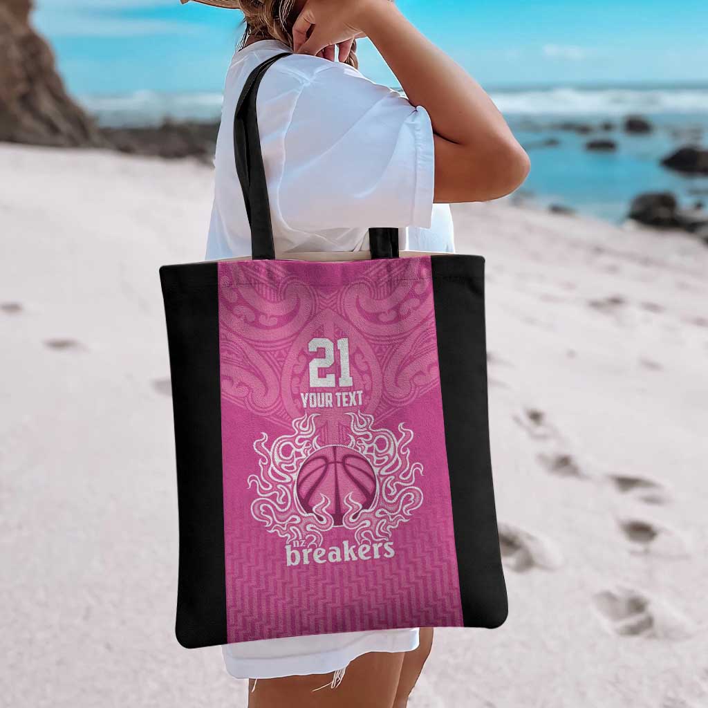New Zealand Custom Tote Bag Fire Basketball Maori Tribal Pink - Polynesian Pride
