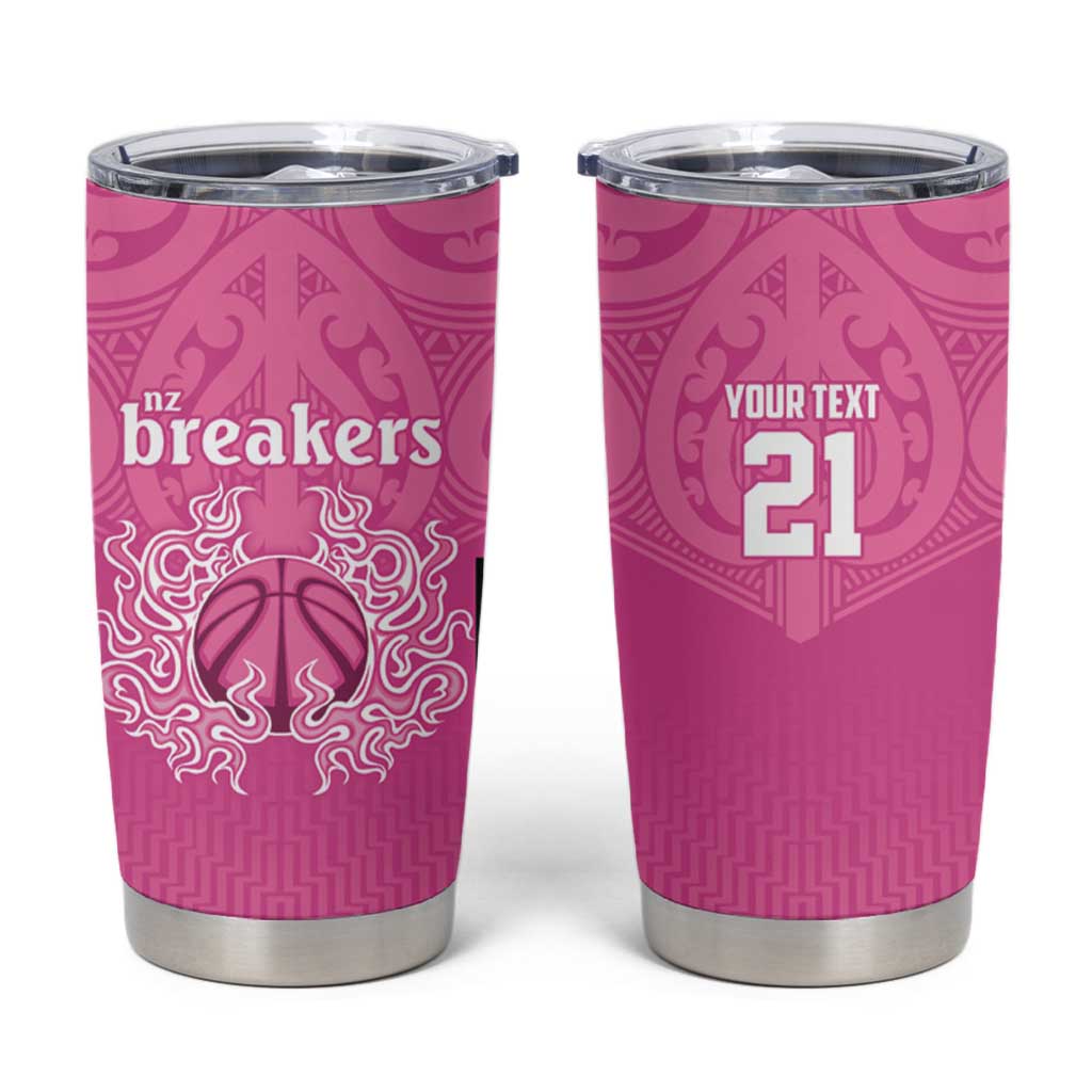 New Zealand Custom Tumbler Cup Fire Basketball Maori Tribal Pink LT9 Pink - Polynesian Pride