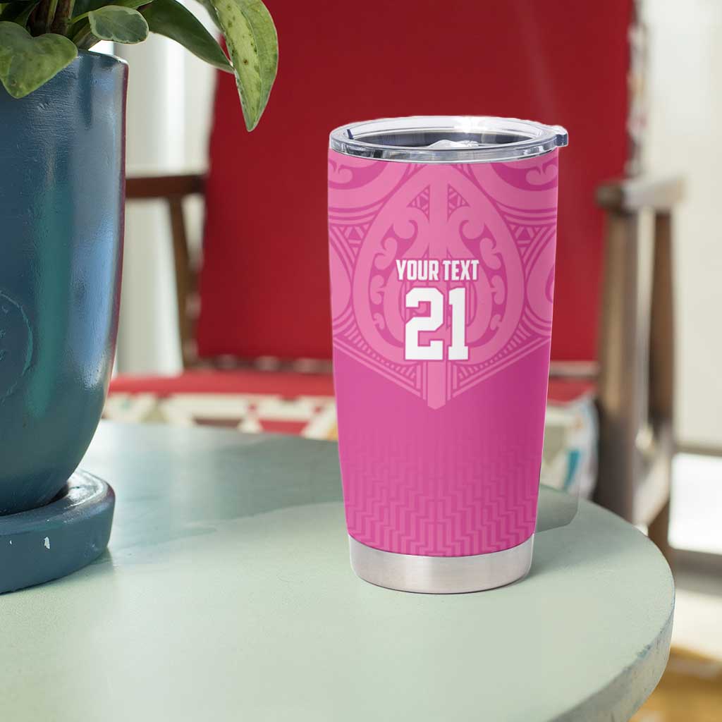 New Zealand Custom Tumbler Cup Fire Basketball Maori Tribal Pink LT9 - Polynesian Pride