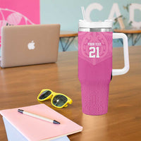 New Zealand Custom Tumbler With Handle Fire Basketball Maori Tribal Pink LT9 - Polynesian Pride