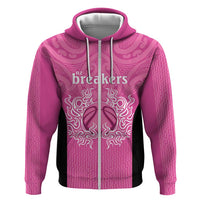 New Zealand Custom Zip Hoodie Fire Basketball Maori Tribal Pink LT9 Zip Hoodie Pink - Polynesian Pride