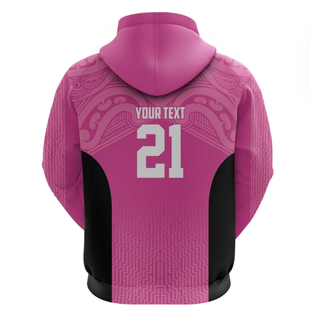New Zealand Custom Zip Hoodie Fire Basketball Maori Tribal Pink LT9 - Polynesian Pride