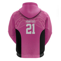 New Zealand Custom Zip Hoodie Fire Basketball Maori Tribal Pink LT9 - Polynesian Pride