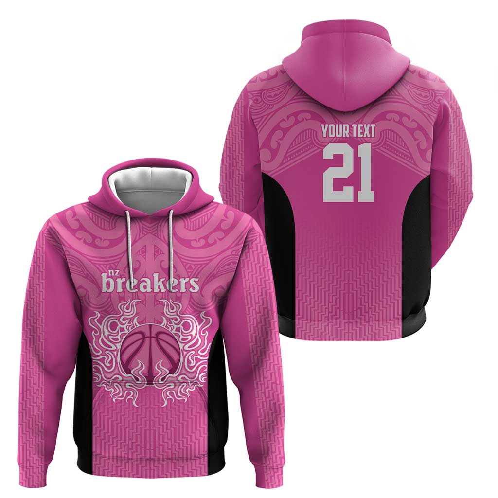 New Zealand Custom Zip Hoodie Fire Basketball Maori Tribal Pink LT9 - Polynesian Pride