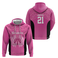 New Zealand Custom Zip Hoodie Fire Basketball Maori Tribal Pink LT9 - Polynesian Pride