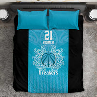 New Zealand Custom Bedding Set Fire Basketball Maori Tribal Sky Blue - Polynesian Pride