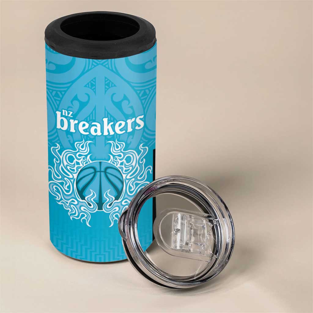 New Zealand Custom 4 in 1 Can Cooler Tumbler Fire Basketball Maori Tribal Sky Blue LT9 - Polynesian Pride