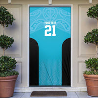 New Zealand Custom Door Cover Fire Basketball Maori Tribal Sky Blue LT9 Blue - Polynesian Pride
