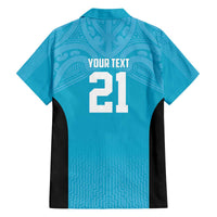 New Zealand Custom Family Matching Off The Shoulder Long Sleeve Dress and Hawaiian Shirt Fire Basketball Maori Tribal Sky Blue LT9 - Polynesian Pride