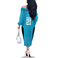 New Zealand Custom Family Matching Off The Shoulder Long Sleeve Dress and Hawaiian Shirt Fire Basketball Maori Tribal Sky Blue LT9 - Polynesian Pride