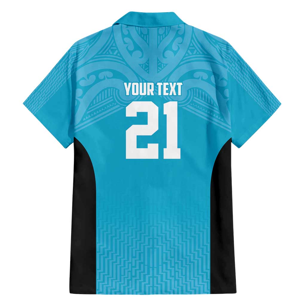 New Zealand Custom Family Matching Short Sleeve Bodycon Dress and Hawaiian Shirt Fire Basketball Maori Tribal Sky Blue LT9 - Polynesian Pride