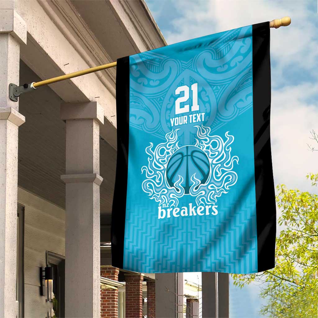 New Zealand Custom Garden Flag Fire Basketball Maori Tribal Sky Blue LT9 House Flag Blue - Polynesian Pride