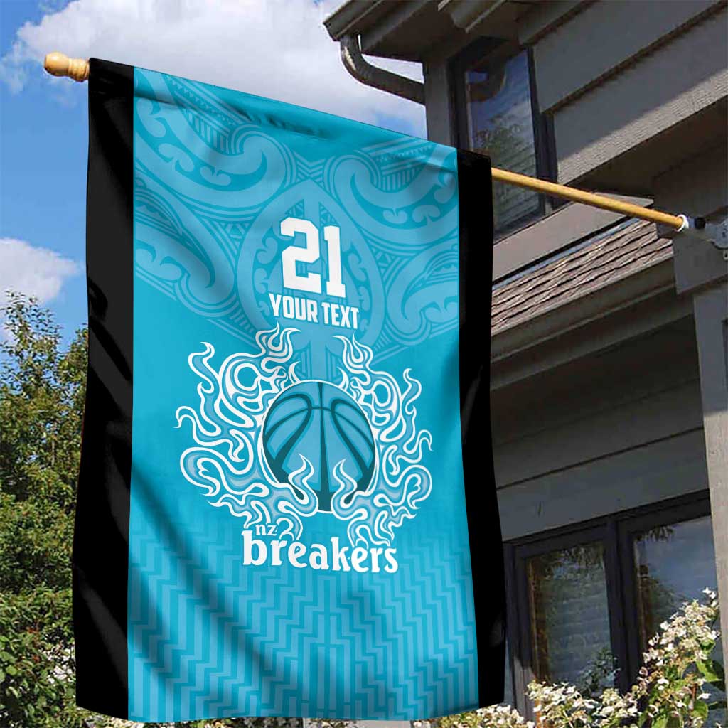 New Zealand Custom Garden Flag Fire Basketball Maori Tribal Sky Blue LT9 - Polynesian Pride
